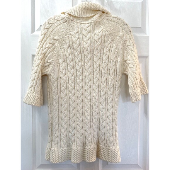 Coldwater Creek Cable Knit Cowl Neck Sweater Large Cream Wool Blend Elbo… - Picture 2 of 8